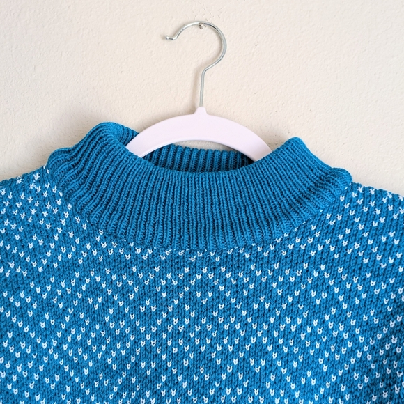 Vintage Handmade Sweater Blue Men's Women's High Neck Size Large - Picture 2 of 12